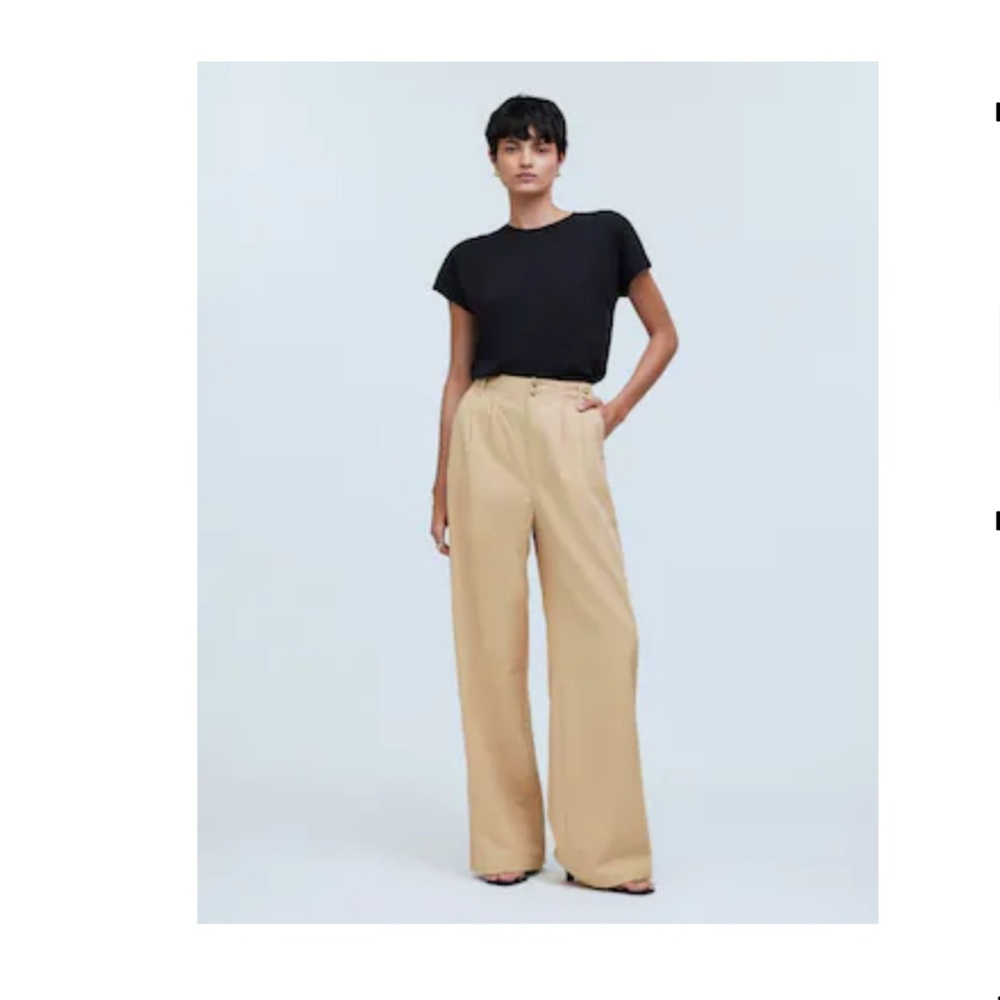 New Madewell The Harlow Wide Leg Drapey Twill - dark tan